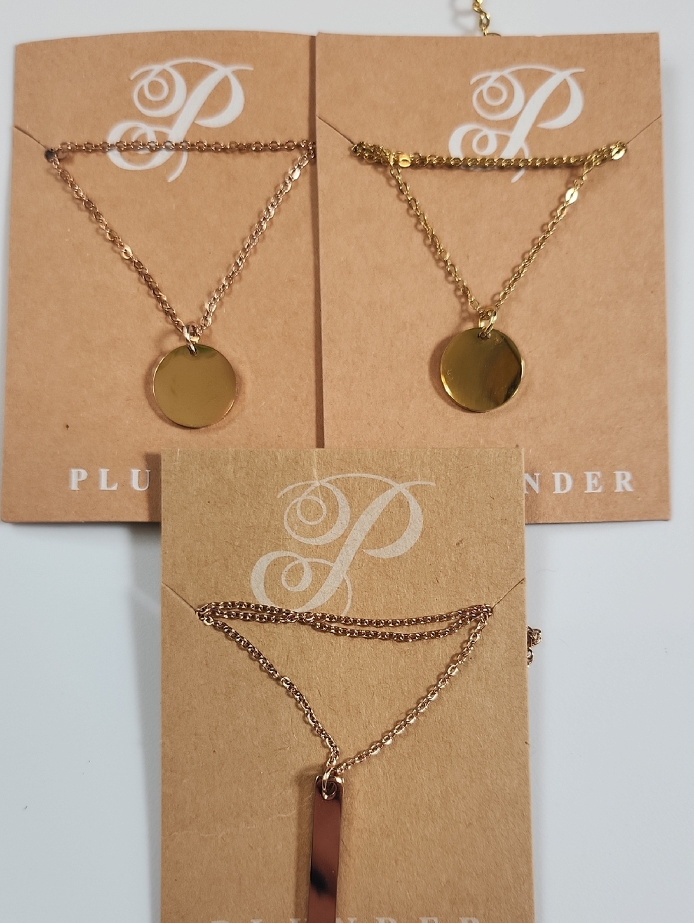 Plunder Gold Tone Layered Disc and Bar Necklace Set - Picture 2 of 2